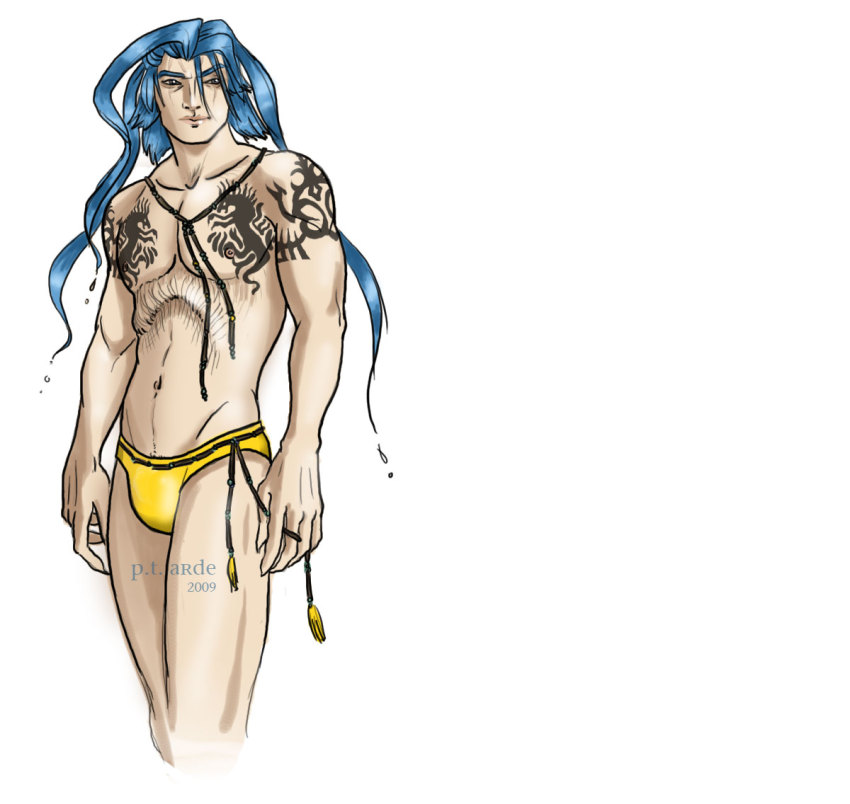 00s blue_hair final_fantasy final_fantasy_x male_focus seymour_guado tattoo