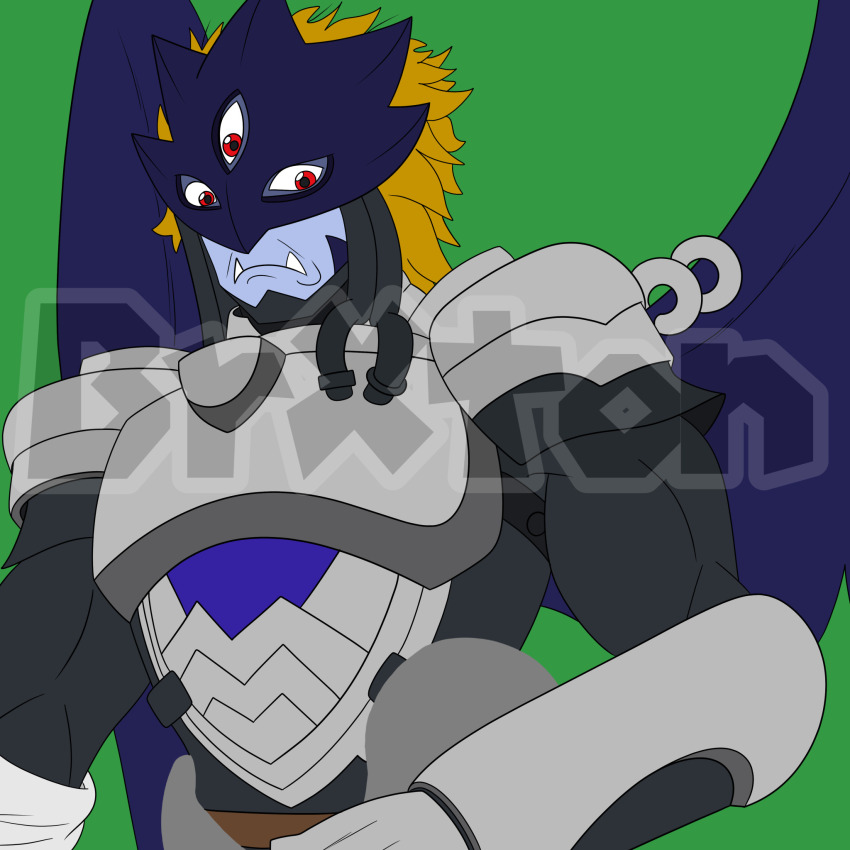 1boy armor beelzebumon_(digimon_xros_wars) digimon digimon_(creature) highres looking_at_viewer male_focus meme solo wings