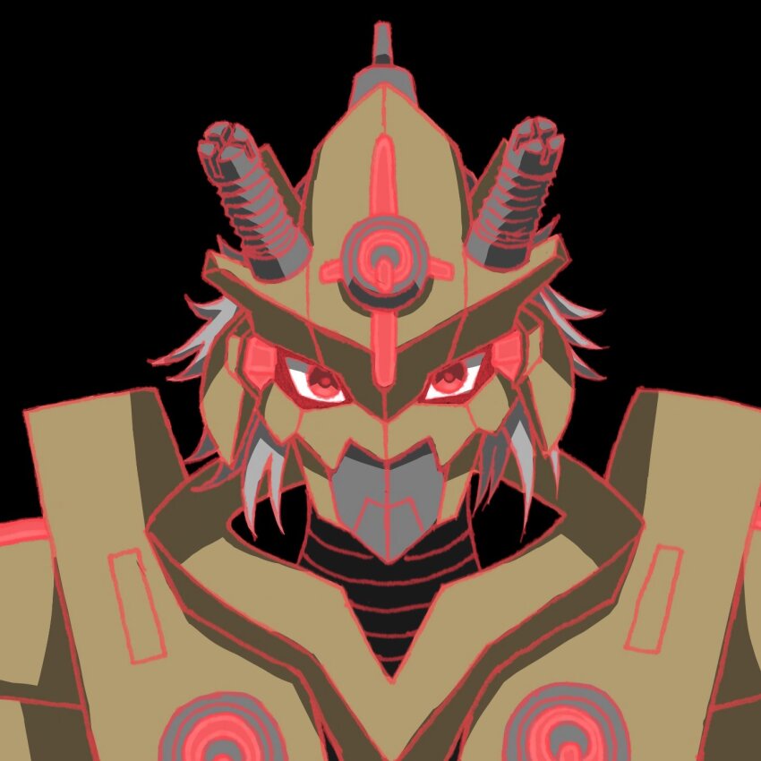 appmon armor blue_eyes bootmon digimon full_armor highres simple_background solo white_hair