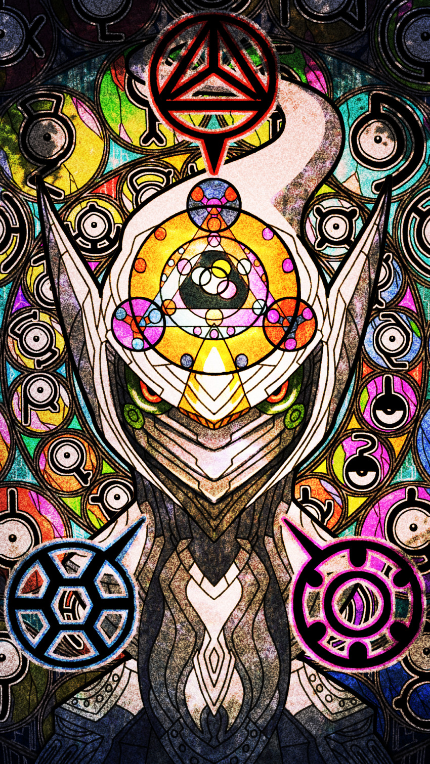 arceus colored_sclera commentary_request game_freak gen_2_pokemon gen_4_pokemon green_sclera highres legendary_pokemon looking_at_viewer miyagawa_(maxggguys) mythical_pokemon nintendo no_humans one-eyed pokemon pokemon_(creature) pokemon_focus portrait red_eyes solo_focus unown unown_! unown_? unown_a unown_b unown_c unown_d unown_e unown_f unown_g unown_h unown_i unown_j unown_k unown_l unown_m unown_n unown_o unown_p unown_q unown_r unown_s unown_t unown_u unown_v unown_w unown_x unown_y unown_z
