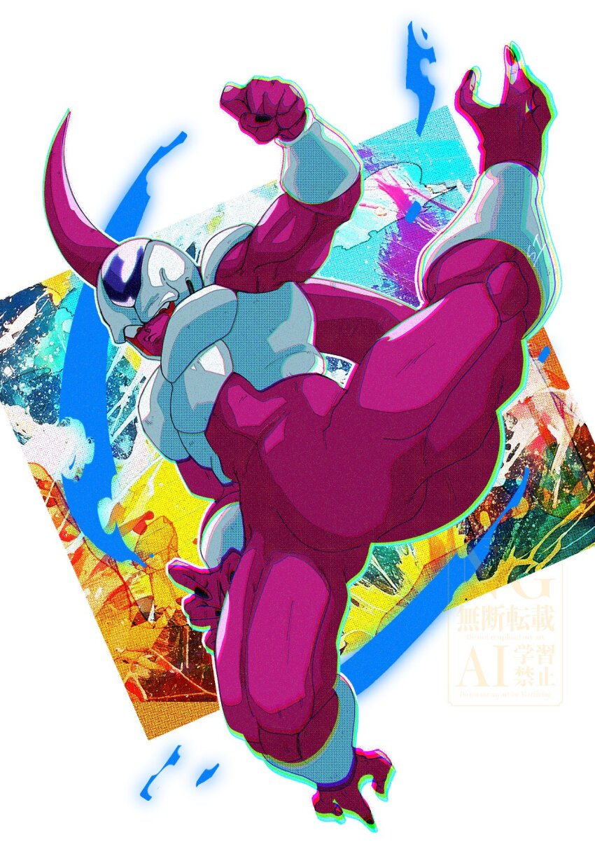 1boy alien colored_skin cooler_(dragon_ball) dragon_ball dragonball_z full_body highres incoming_attack male_focus no_eyebrows purple_skin solo stktik09060906