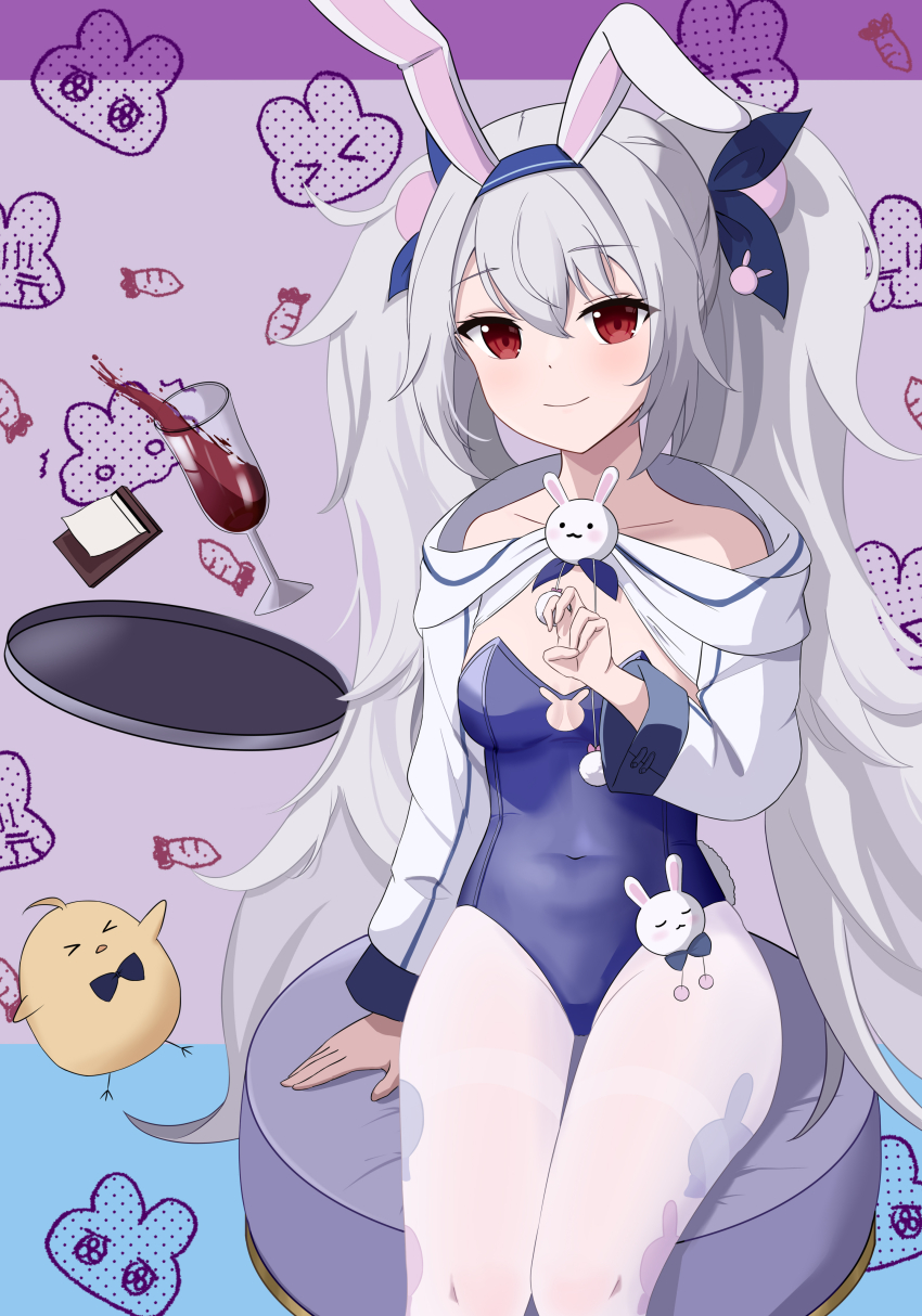 1girl absurdres azur_lane blue_leotard highres laffey_(azur_lane) leotard manjuu_(azur_lane) playboy_bunny rabbit_symbol tuonichen747