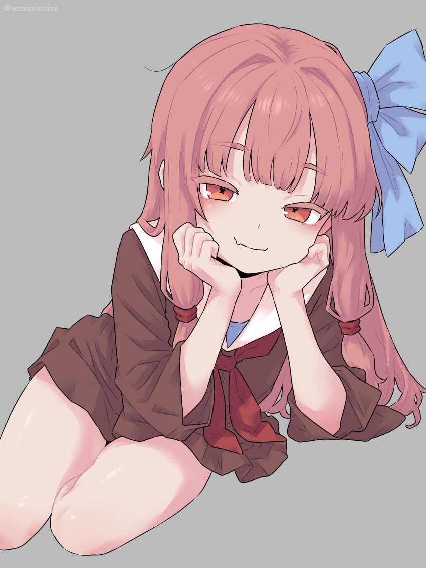 1girl dress fang highres kotonoha_akane looking_at_viewer pink_hair semicolonize skin_fang solo voiceroid