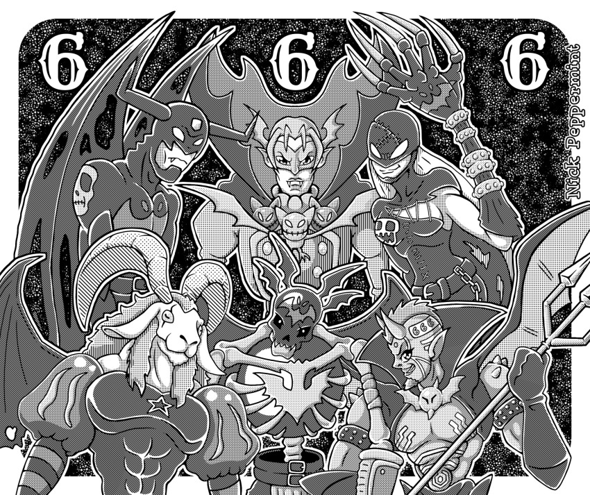 demon demon_girl devimon digimon digimon_(creature) fallen_angel highres ladydevimon long_hair mask mephismon phelesmon skullsatamon vamdemon