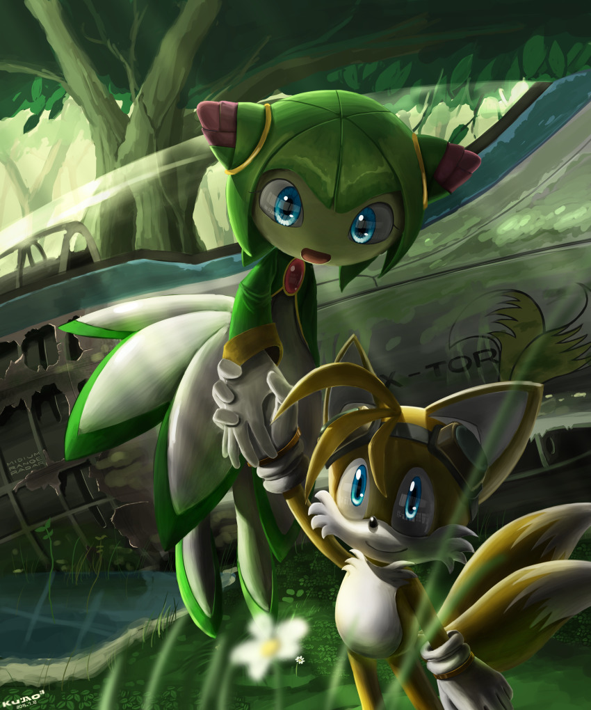 1boy 1girl absurdres blue_eyes cosmo_(sonic) cosmo_the_seedrian highres inoue_kuto sega sonic_(series) sonic_x tails_(sonic)