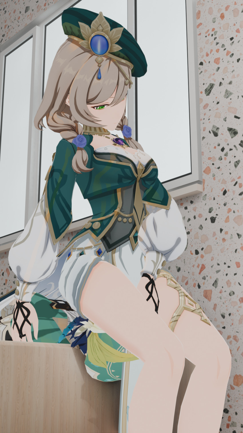 1boy 1girl artist_request b-banto bdsm blonde_hair blue_hair femdom genshin_impact green_eyes green_hat hand_on_another&#039;s_head hand_on_another&#039;s_shoulder hat lisa_(a_sobriquet_under_shade)_(genshin_impact) lisa_(genshin_impact) photo_(medium) reverse_ryona sitting sitting_on_face sitting_on_person sleeping smother unconscious unconscious_male venti_(genshin_impact)