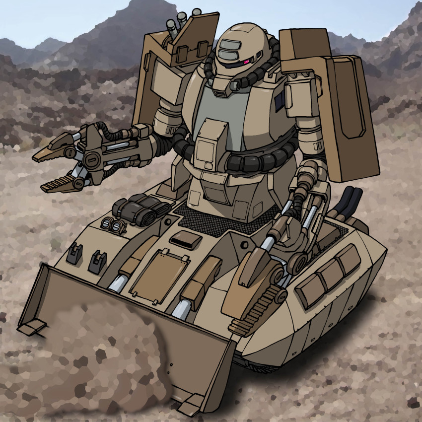 absurdres gundam gundam_msv highres hirodango mecha military military_vehicle motor_vehicle robot tank zaku zaku_tank