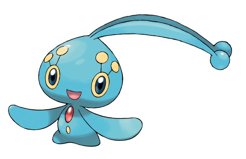 :d blue_eyes colored_sclera full_body gen_4_pokemon highres legendary_pokemon manaphy mythical_pokemon nintendo no_humans official_art open_mouth pokemon pokemon_(creature) pokemon_dppt pokemon_focus smile solo sugimori_ken third-party_source transparent_background yellow_sclera