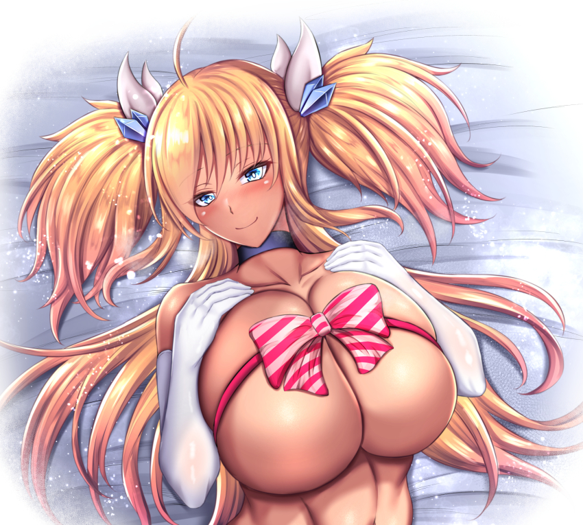 1girl breasts dark-skinned_female dark_skin highres huge_breasts kanna_(minamozuki) onizaki_kirara smile taimanin_(series) taimanin_rpgx