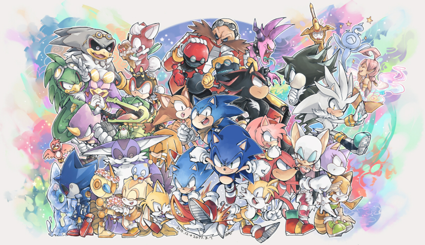 6+boys 6+girls ahoge aimf amy_rose antennae big_the_cat blaze_the_cat boots chaos_(sonic) charmy_bee cheese_(sonic) chip_(sonic) closed_eyes cubot dr._eggman espio_the_chameleon flicky_(character) fox_boy genie gloves goggles goggles_on_head hedgehog_boy hedgehog_girl horns jet_the_hawk knuckles_the_echidna marine_the_raccoon mephiles_the_dark metal_sonic multiple_boys multiple_girls one_eye_closed orbot red_footwear rouge_the_bat shadow_the_hedgehog shahra shoes silver_the_hedgehog single_horn smile sonic_(series) sonic_and_the_secret_rings sonic_boom_(series) sonic_the_hedgehog sonic_the_hedgehog_(classic) sticks_the_badger sword tails_(sonic) tikal_the_echidna tongue tongue_out v vector_the_crocodile wave_the_swallow weapon white_gloves wings yacker_the_wisp zazz