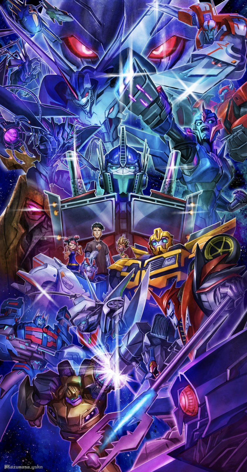 absurdres airachnid arcee arcee_(prime) autobot battle blue_eyes breakdown_(transformers) bulkhead bumblebee cliffjumper decepticon dreadwing hammer highres jackson_darby knockout_(transformers) megatron miko_nakadai multiple_boys multiple_girls optimus_prime rafael_esquivel ratchet_(transformers) red_eyes shockwave_(transformers) skyquake smokescreen_(transformers) soundwave_(transformers) space transformers transformers_prime ultra_magnus unicron weapon wheeljack wrecking_ball yasukuni_kazumasa