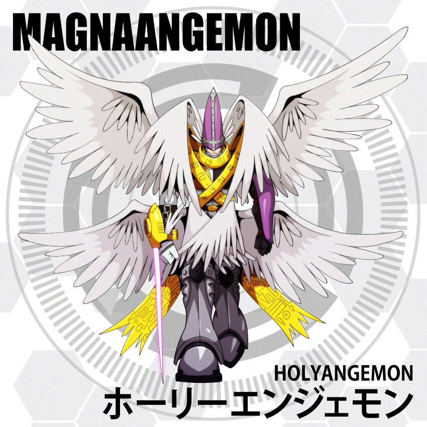 1boy angel_boy armor circle d_sandy digimon digimon_(creature) digimon_adventure highres holyangemon male_focus solo walking wings