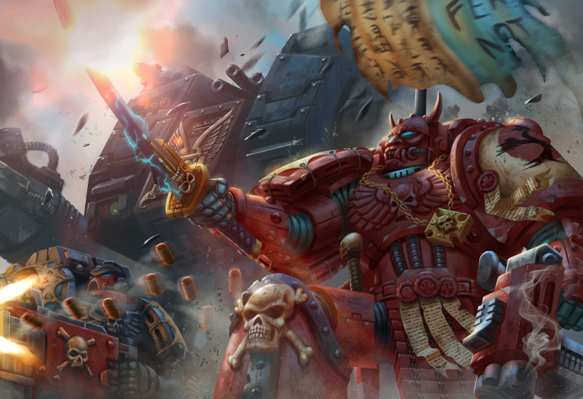 1.00_calibre_bolt 3boys adeptus_astartes amulet anti-materiel_cartridge armor armored_boots blue_sky bolt_(warhammer_40k) bolter boots cannon_cartridge cloud cloudy_sky dreadnought_(warhammer_40k) flag gauntlets gun heavy_bolter heavy_machine_gun helmet high-explosive_cartridge highres holding holding_gun holding_sword holding_weapon japanese_armor jubjubjedi machine_gun multiple_boys ootachi outdoors pauldrons power_armor shell_casing shoulder_armor skull sky sword warhammer_40k weapon