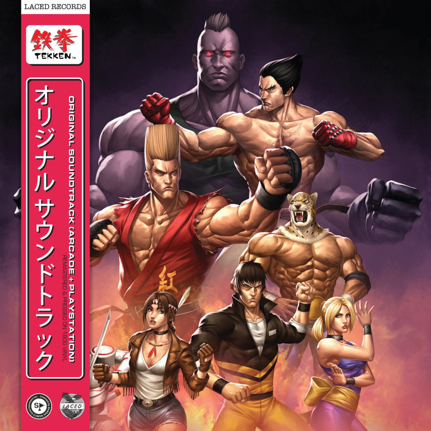 copyright_name dxsinfinite gloves headdress highres king_(tekken) marshall_law michelle_chang mishima_kazuya namco native_american native_american_clothes native_american_headdress nina_williams non-web_source official_art paul_phoenix record red_gloves scar scar_on_chest tekken yoshimitsu_(namco)
