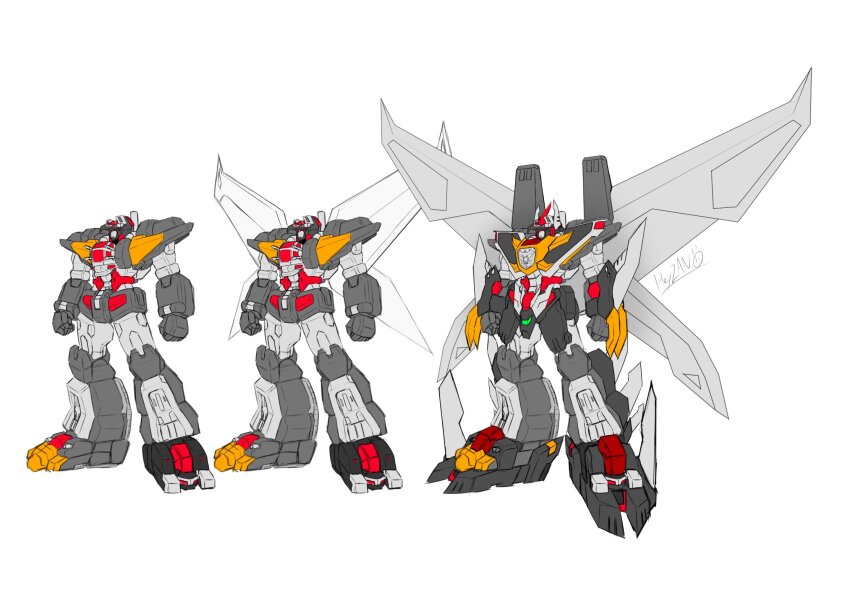 asymmetrical_wings cable cable_tail reference_sheet choujuu_kishin_dancouga clenched_hand clenched_hands dancouga dancouga_(series) gun heyzan highres mecha mechanical_tail mechanical_wings military no_humans red_eyes robot science_fiction shoulder_cannon super_robot super_robot_wars super_robot_wars_30 tail ultimate_dancouga weapon wings