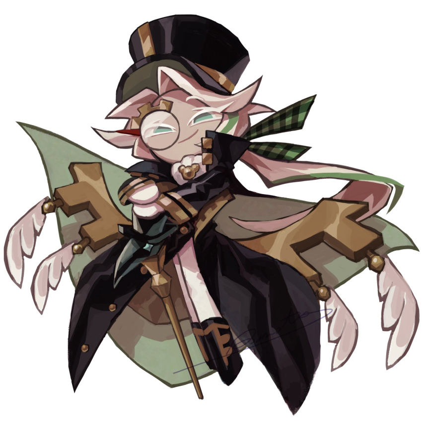 1other ankle_boots aqua_eyes bad_id bad_pixiv_id black_boots black_coat black_hat blonde_hair boots cane closed_mouth coat colored_eyelashes commentary_request cookie_run cookie_run:_ovenbreak from_below full_body gloves gold_trim green_hair hair_flaps hat highres inactive_account long_hair long_sleeves looking_at_viewer low_ponytail monocle multicolored_hair no_pupils official_alternate_costume official_alternate_hair_color other_focus own_hands_together pants ponytail rn9j roguefort_cookie roguefort_cookie_(pursuit_of_lost_time) simple_background smile solo streaked_hair two-tone_hair very_long_hair white_background white_eyelashes white_gloves white_pants