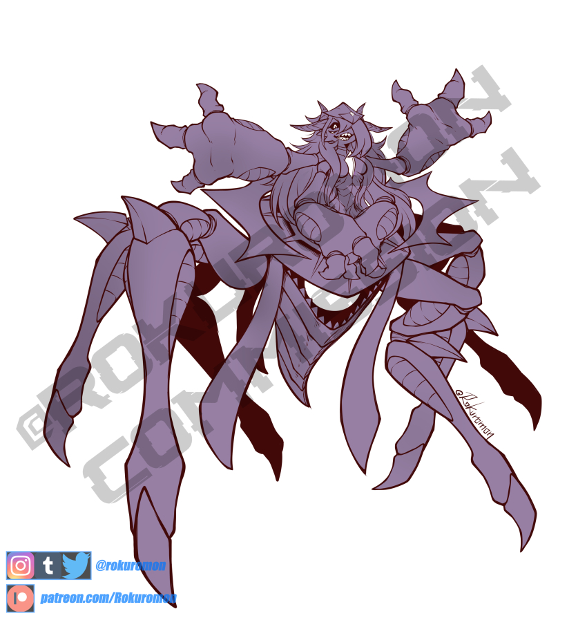 absurdres digimon fusion gardevoir gen_3_pokemon highres looking_at_viewer monster_girl nintendo ogudomon open_mouth pokemon rokuromon sharp_teeth teeth