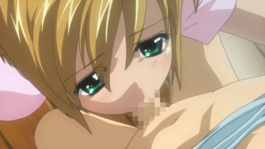 2boys androgynous animated animated_gif anime_screenshot blonde_hair boku_no_pico censored chico_(boku_no_pico) fellatio green_eyes highres mosaic_censoring multiple_boys oral penis pico_(boku_no_pico) shota trap yaoi