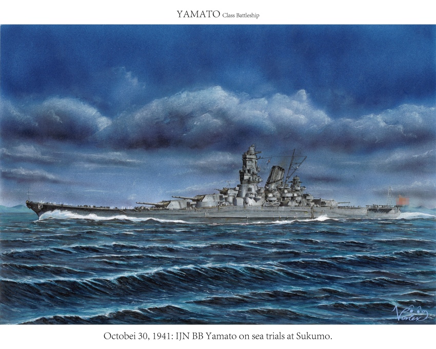 absurdres battleship cannon censored chinese_commentary commentary_request english_text highres imperial_japanese_navy military_vehicle mosaic_censoring no_humans ocean oil_painting_(medium) original painting_(medium) photo-referenced ship ship_turret traditional_media vehicle_focus vortex_(xu_xuanwo) warship watercraft yamato_(battleship)