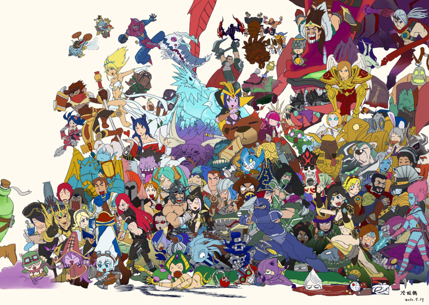 6+boys 6+girls ;d absolutely_everyone ahri_(league_of_legends) akali akali_(legacy) alistar_(league_of_legends) amumu anivia annie_(league_of_legends) aqua_hair armor ashe_(league_of_legends) axe bandages black_hair blitzcrank blonde_hair blood blue_hair blue_skin blush boots brand_(league_of_legends) breasts brown_hair caitlyn_(league_of_legends) cassiopeia_(league_of_legends) cho&#039;gath cleavage cleaver closed_eyes colored_skin corki crossed_arms crown dagger darius_(league_of_legends) dr._mundo draven ear_protection evelynn_(league_of_legends) evelynn_(old) everyone ezreal facial_hair fiddlesticks fiora_(league_of_legends) fizz_(league_of_legends) flying forehead_protector galio gangplank_(league_of_legends) garen_(league_of_legends) gloves goggles goggles_on_head gragas graves_(league_of_legends) hand_fan hat hecarim heimerdinger helmet holding holding_hands hood horns irelia janna_(league_of_legends) jarvan_iv_(league_of_legends) jax_(league_of_legends) jayce_(league_of_legends) jewelry karma_(league_of_legends) karthus kassadin katarina_(league_of_legends) kayle_(league_of_legends) kennen knife kog&#039;maw league_of_legends leblanc_(league_of_legends) lee_sin leng_wa_guo leona_(league_of_legends) long_hair lulu_(league_of_legends) lux_(league_of_legends) malphite malzahar maokai master_yi midriff miss_fortune_(league_of_legends) mordekaiser morgana_(league_of_legends) multiple_boys multiple_girls nasus nautilus_(league_of_legends) navel necklace nidalee ninja nocturne_(league_of_legends) nunu_(league_of_legends) olaf olaf_(league_of_legends) one_eye_closed open_mouth orange_hair orianna_(league_of_legends) pantheon_(league_of_legends) pink_hair poppy_(league_of_legends) purple_eyes rammus red_hair renekton riven_(league_of_legends) rumble_(league_of_legends) ryze sejuani shaco shen_(league_of_legends) short_hair shyvana silver_hair singed single_horn sion_(league_of_legends) sivir skarner smile sona_(league_of_legends) soraka_(league_of_legends) staff sunglasses swain_(league_of_legends) talon_(league_of_legends) taric tears teemo tibbers tongue tristana_(league_of_legends) trundle tryndamere twintails twisted_fate twitch twitch_(league_of_legends) udyr urgot varus vayne_(league_of_legends) veigar viktor_(league_of_legends) viktor_(suikoden) vladimir_(league_of_legends) volibear warwick weapon willump wings wink wukong_(league_of_legends) xerath xin_zhao yordle yorick_(league_of_legends) zilean