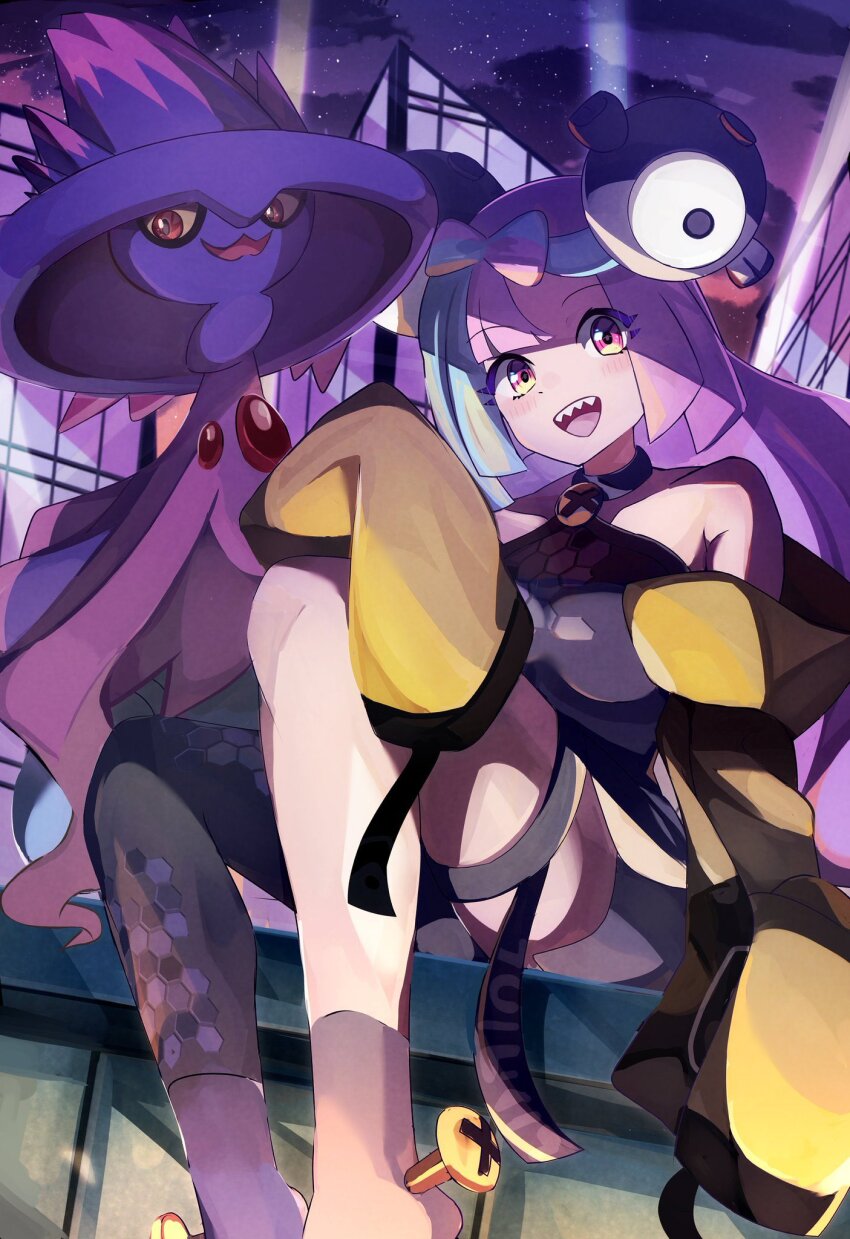 1girl gen_4_pokemon highres iono_(pokemon) mismagius multicolored_hair nintendo pokemon pokemon_sv two-tone_hair umiru