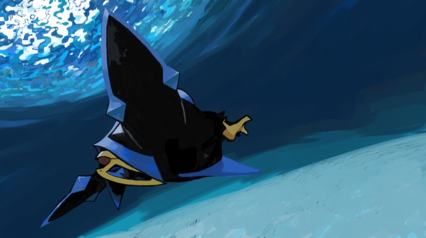 beak bird closed_eyes crown diving emperor_penguin empoleon flippers gen_4_pokemon kochi8i nintendo no_humans ocean open_mouth penguin pokemon solo swimming underwater