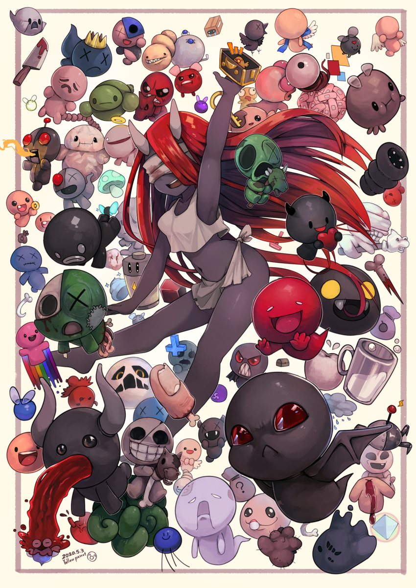 1girl :&lt; :t ? ^_^ absolutely_everyone absurdres acid_baby_(the_binding_of_isaac) angry_fly_(the_binding_of_isaac) animal annotated antennae arm_up armpits artist_name baby bag bandaid bare_shoulders barefoot battery bbf_(the_binding_of_isaac) big_fan_(the_binding_of_isaac) bird black_eyes black_horns black_sclera black_skin black_wings blank_eyes bleeding blindfold blood blood_from_mouth bloodshot_eye_(the_binding_of_isaac) bloody_weapon blue_fly_(the_binding_of_isaac) blue_gemstone blue_ribbon blue_skin bone border box brain breasts breath_weapon breathing_fire brother_bobby_(the_binding_of_isaac) brown_border bug bulging_eyes bum_friend_(the_binding_of_isaac) bumbo_(the_binding_of_isaac) charged_baby_(the_binding_of_isaac) chibi chibi_inset chick clenched_teeth closed_eyes closed_mouth cloud coin collarbone colored_sclera colored_skin commentary conquest_(the_binding_of_isaac) constricted_pupils cracked_skin crop_top crown crying cube cup dark_bum_(the_binding_of_isaac) dated dead_bird_(the_binding_of_isaac) death_(the_binding_of_isaac) demon demon_baby_(the_binding_of_isaac) demon_girl drooling dry_baby_(the_binding_of_isaac) egg_sac english_commentary everyone eyeball faceless famine_(the_binding_of_isaac) fangs farting_baby_(the_binding_of_isaac) fate&#039;s_reward_(the_binding_of_isaac) feathered_wings fire flesh fly full_body furrowed_brow gem gemini_(the_binding_of_isaac) ghost ghost_baby_(the_binding_of_isaac) ghost_tail green_eyes green_skin grey_eyes grey_horns grin guardian_angel_(the_binding_of_isaac) half-closed_eyes halo happy harlequin_baby_(the_binding_of_isaac) headless headless_baby_(the_binding_of_isaac) heart heart_(organ) highres holding holding_box holding_coin holding_heart horns horse_head hushy_(the_binding_of_isaac) incubus_(the_binding_of_isaac) insect intestines isaac_(the_binding_of_isaac) jowls key key_bum_(the_binding_of_isaac) king_baby_(the_binding_of_isaac) knife leech_(the_binding_of_isaac) lightning_bolt_symbol lil_brimstone_(the_binding_of_isaac) lil_delirium_(the_binding_of_isaac) lil_gurdy_(the_binding_of_isaac) lil_haunt_(the_binding_of_isaac) lil_loki_(the_binding_of_isaac) lil_monstro_(the_binding_of_isaac) lil_spewer_(the_binding_of_isaac) lilith_(the_binding_of_isaac) little_c.h.a.d._(the_binding_of_isaac) little_chubby_(the_binding_of_isaac) little_gish_(the_binding_of_isaac) little_steven_(the_binding_of_isaac) loincloth long_hair looking_at_viewer midriff milk mongo_baby_(the_binding_of_isaac) mouth_drool multicolored_skin mushroom navel no_eyes non-humanoid_robot notice_lines obsessed_fan_(the_binding_of_isaac) open_mouth outside_border own_hands_together papa_fly_(the_binding_of_isaac) patchwork_skin pestilence_(the_binding_of_isaac) pink_sclera poop pretty_fly_(the_binding_of_isaac) profile puffy_cheeks punching_bag_(the_binding_of_isaac) rain rainbow rainbow_baby_(the_binding_of_isaac) razor red_eyes red_hair red_skin ribbon riding robo-baby_(the_binding_of_isaac) robo-baby_2.0_(the_binding_of_isaac) robot robot_animal rotten_baby_(the_binding_of_isaac) sack sad seraphim_(the_binding_of_isaac) severed_finger sharp_teeth shiny_skin shirt sidelocks signature single_tooth sissy_longlegs_(the_binding_of_isaac) sister_maggy_(the_binding_of_isaac) skull sleeveless sleeveless_shirt small_breasts smart_fly_(the_binding_of_isaac) smile solid_oval_eyes sparkle spider spider_mod_(the_binding_of_isaac) stitches stomach streaming_tears succubus_(the_binding_of_isaac) sworn_protector_(the_binding_of_isaac) tears teeth the_binding_of_isaac tongue tongue_out transparent treasure_chest two-tone_skin umbilical_cord very_long_hair vomiting wall-eyed war_(the_binding_of_isaac) weapon white_eyes white_horns white_shirt white_wings wings worm x_x yellow_eyes yellow_headwear yellowparrot yo_listen!_(the_binding_of_isaac) zombie