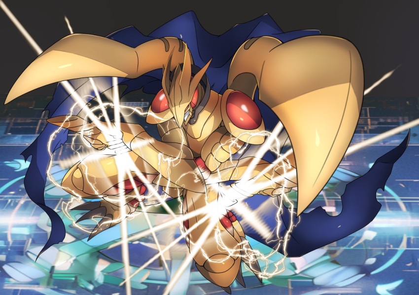 armor cape claws digimon digimon_(creature) energy full_armor grademon solo