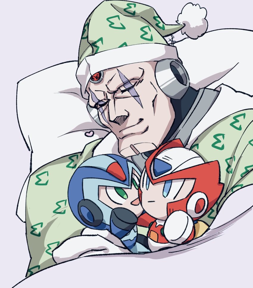 1boy character_doll closed_eyes closed_mouth doll facial_mark forehead_jewel green_hat green_shirt hat highres holding holding_stuffed_toy lying male_focus mega_man_(series) mega_man_x_(series) on_back shirt sigma_(mega_man) simple_background sleeping solo stuffed_toy upper_body white_background x_(mega_man) zero_(mega_man) zosumaru