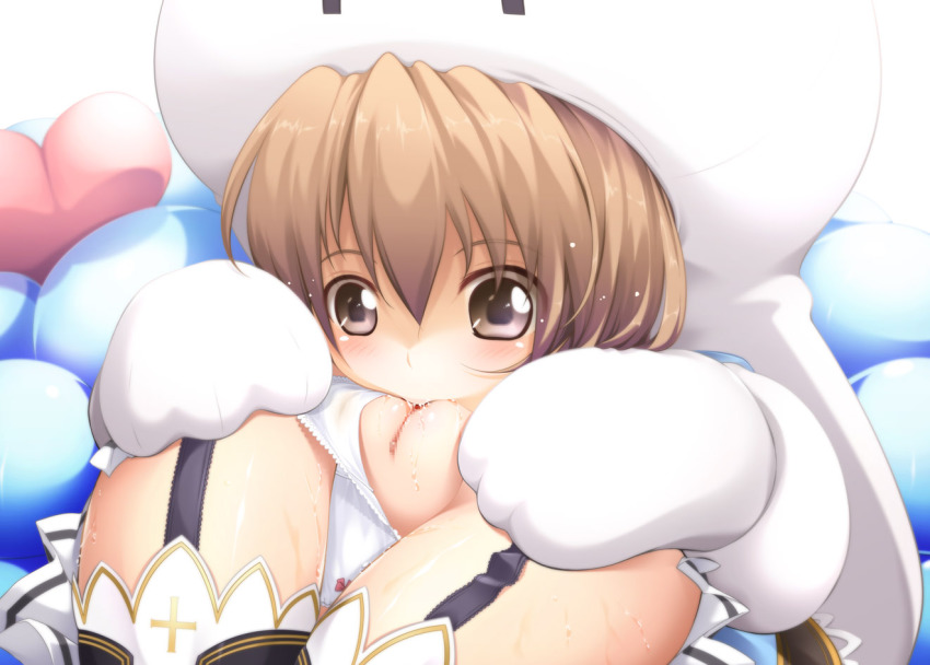 10s 2girls blush brown_eyes brown_hair choujigen_game_neptune clothing_aside cunnilingus female_focus garter_straps gloves gust gust-chan hat itsuki_(pixiv87876) itsuki_(spitbreak) long_hair multiple_girls neptune_(series) nippon_ichi noire_(neptunia) oral panties panties_aside pussy sega short_hair thighhighs underwear white_panties yuri