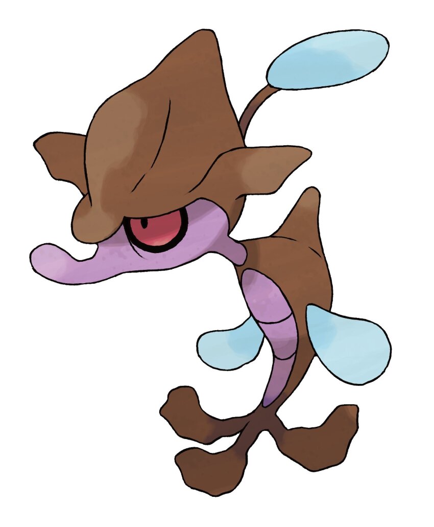 animal_focus artist_request full_body gen_6_pokemon highres nintendo no_humans official_art pokemon pokemon_(creature) pokemon_focus pokemon_xy red_eyes simple_background skrelp solo third-party_source white_background