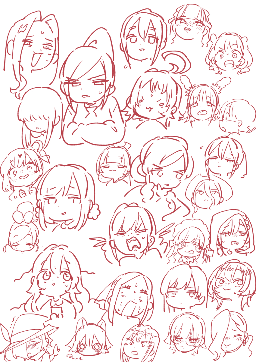 6+girls :&gt; :3 :d :p :| ahoge animal_ears averting_eyes bags_under_eyes baio_rin blunt_bangs blush bonnouji_momoha bow bowtie bug cat_ears clenched_hands clenched_teeth closed_eyes closed_mouth commentary_request cowboy_hat cropped_head crossed_arms dei_matsuri dot_nose double-parted_bangs eiai_nano empty_eyes everyone expressionless eyelashes flower fly glasses hair_between_eyes hair_bow hair_bun hair_flower hair_ornament hair_over_eyes hair_over_one_eye hair_ribbon hanazono_hahari hanazono_hakari hand_on_own_chin haraga_kurumi hat headdress heart hifumi_suu high_ponytail highres hood hood_up iin_chiyo inda_karane insect kaho_eira kakure_meme kedarui_aashii kimi_no_koto_ga_dai_dai_dai_dai_daisuki_na_100-nin_no_kanojo long_bangs long_hair long_hair_between_eyes looking_at_another loose_hair_strand medium_hair meido_mai meido_mei mole mole_under_mouth momi_momiji multiple_girls nakaji_uto necktie nekonari_tama nozawa_yukiko o_o one_eye_covered one_side_up open_mouth parted_bangs ponytail puckered_lips raised_eyebrow rectangular_mouth ribbon saiki_himeka sanpaku semi-rimless_eyewear sharp_teeth short_hair sidelocks simple_background single_hair_bun sketch small_sweatdrop smile squinting surprised sutou_iku sweat swept_bangs teeth thinking tongue tongue_out torotoro_kishika trembling triangle_mouth turn_pale two_side_up under-rim_eyewear upper_teeth_only usami_shiina utsukushisugi_mimimi v-shaped_eyebrows white_background wide-eyed witch_hat yakuzen_kusuri yakuzen_yaku yamato_nadeshiko_(hyakkano) yasashiki_yamame yoshimoto_shizuka