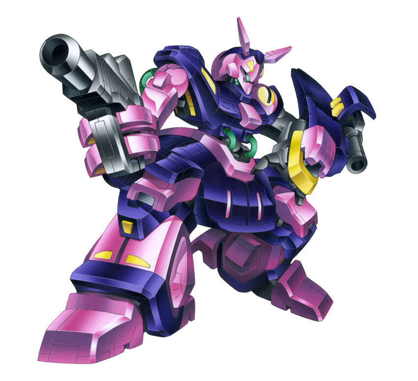1980s_(style) absurdres acrylic_paint_(medium) alnas_(lilis) baund_doc box_art commentary_request energy_cannon fake_box_art glint gundam highres jeffrey_mangiat_(style) mecha mobile_suit no_humans oldschool painting_(medium) parody retro_artstyle robot scan style_parody titans_(gundam) traditional_media transformers transformers:_generation_1 weapon zeta_gundam