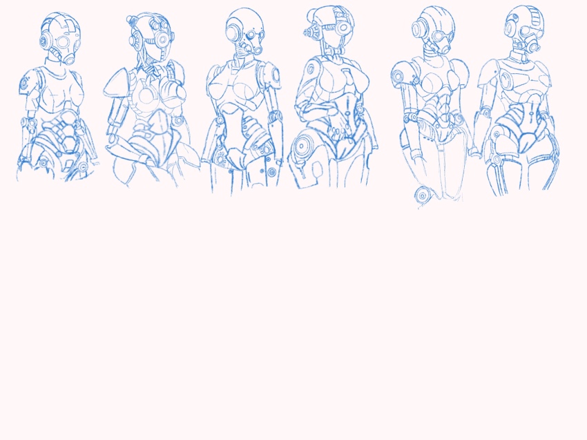 assaultron experiment experimental female_focus highres humanoid_robot robot robot_girl sketch sketching unfinished