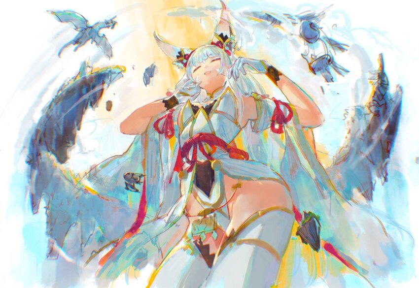 animal_ears cat_ears closed_eyes daible leotard nia_(blade)_(xenoblade) nia_(xenoblade) xenoblade_chronicles_(series) xenoblade_chronicles_2