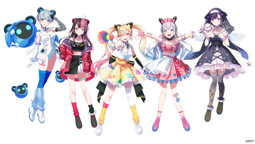 5girls absurdres bang_dream! bang_dream!_mugendai_mewtype blonde_hair breasts fuji_miyako highres large_breasts minetsuki_ritsu miyanaga_nonoka multiple_girls nakamachi_arale non-web_source sengoku_yuno twintails virtual_youtuber