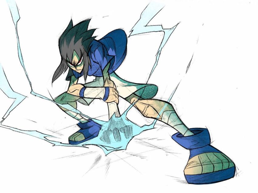 1boy angry arm_grab artist_request black_hair blue_sandals blue_shirt child closed_mouth electricity kevin_shah male_focus medium_hair naruto_(series) red_eyes sandals shirt shorts simple_background solo toon_(style) uchiha_sasuke white_background white_shorts