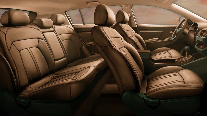 car_interior car_seat from_side highres leather no_humans non-web_source official_art orange_theme our_life:_beginnings_and_always scenery steering_wheel sunset warm_colored window_light