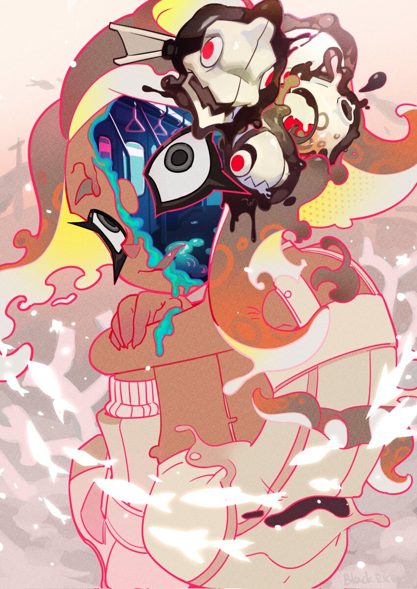 1girl agent_8_(splatoon) bodysuit highres ink jelleton looking_at_viewer milifeimili nintendo octoling octoling_girl octoling_player_character sleeveless sleeveless_bodysuit splatoon_(series) splatoon_2 splatoon_2:_octo_expansion splatoon_3 splatoon_3:_side_order squidbeak_splatoon tan tentacle_hair white_bodysuit