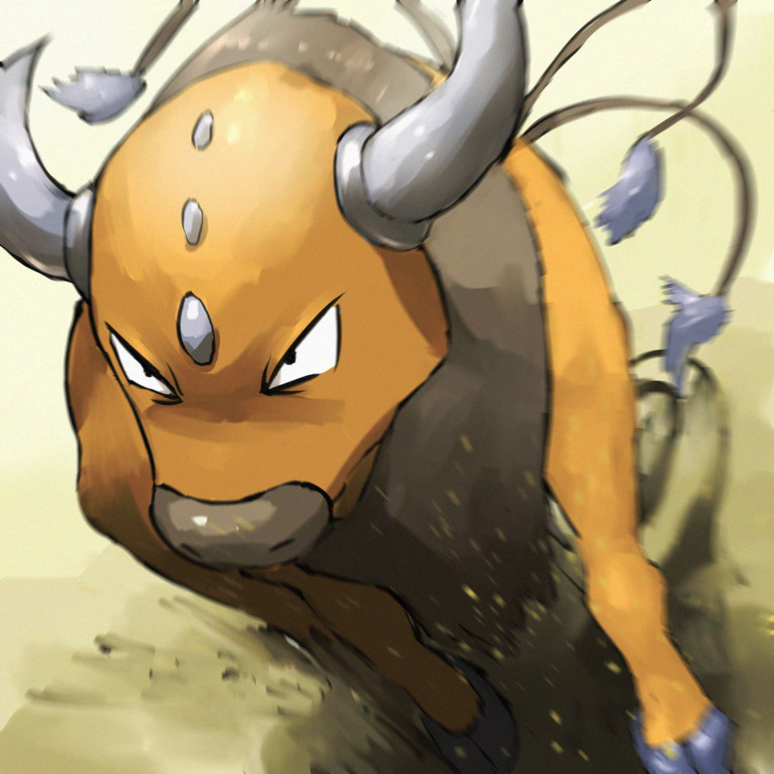 absurdres brown_fur bull extra_tails gen_1_pokemon highres horns nintendo no_humans outdoors pokemon pokemon_(creature) solo spicyichizo tauros two-tone_fur