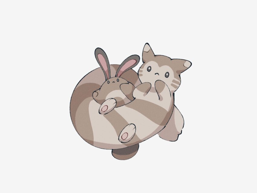 animal_focus brown_fur closed_mouth evolutionary_line ferret furret gen_2_pokemon nintendo no_humans pokemon pokemon_(creature) sentret simple_background smprfms tail white_background
