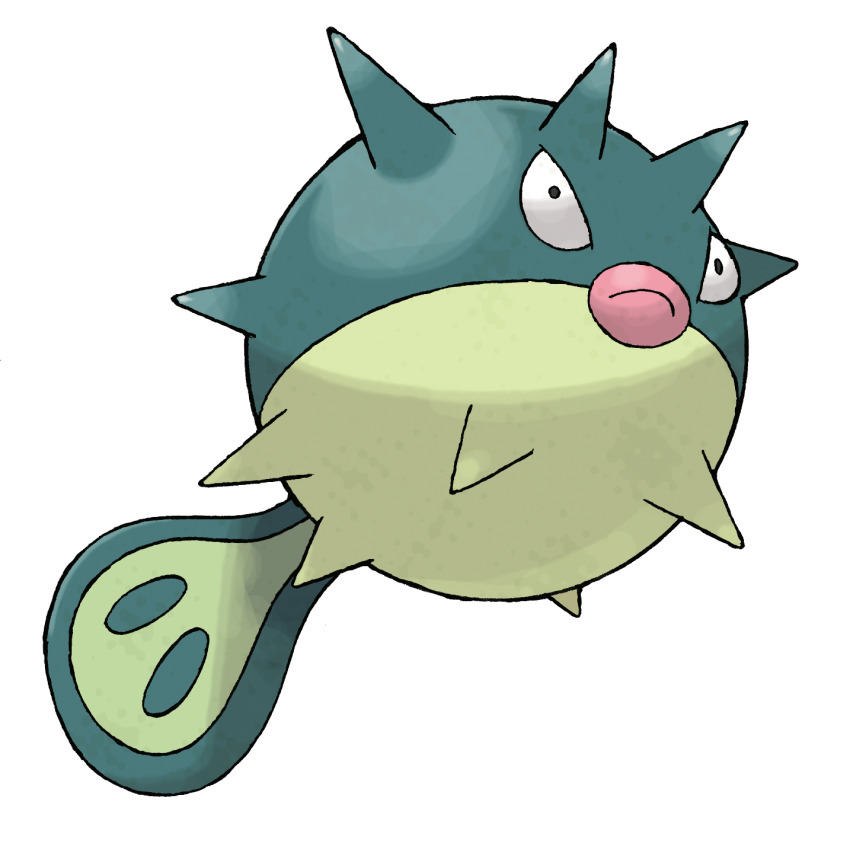 animal animal_focus closed_mouth fish full_body gen_2_pokemon highres nintendo no_humans official_art pink_lips pokemon pokemon_(creature) pokemon_focus pokemon_hgss puffer_fish qwilfish solo spikes sugimori_ken third-party_source transparent_background