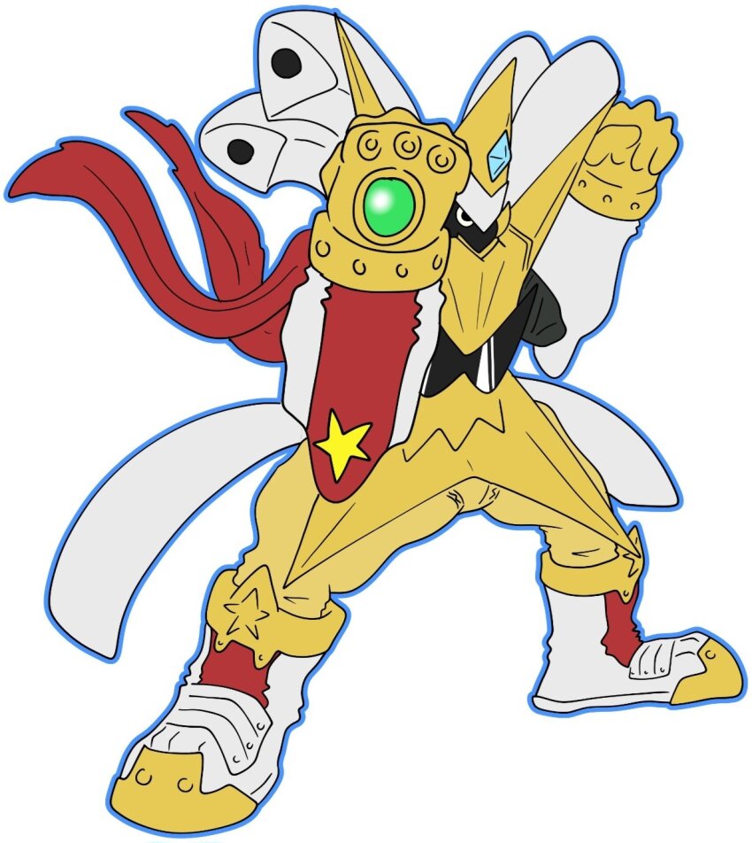 1other digimon digimon_(creature) fusion highres other_focus simple_background solo star_(symbol) superstarmon tuwarmon white_background xros_up_tuwarmon_(superstarmon)