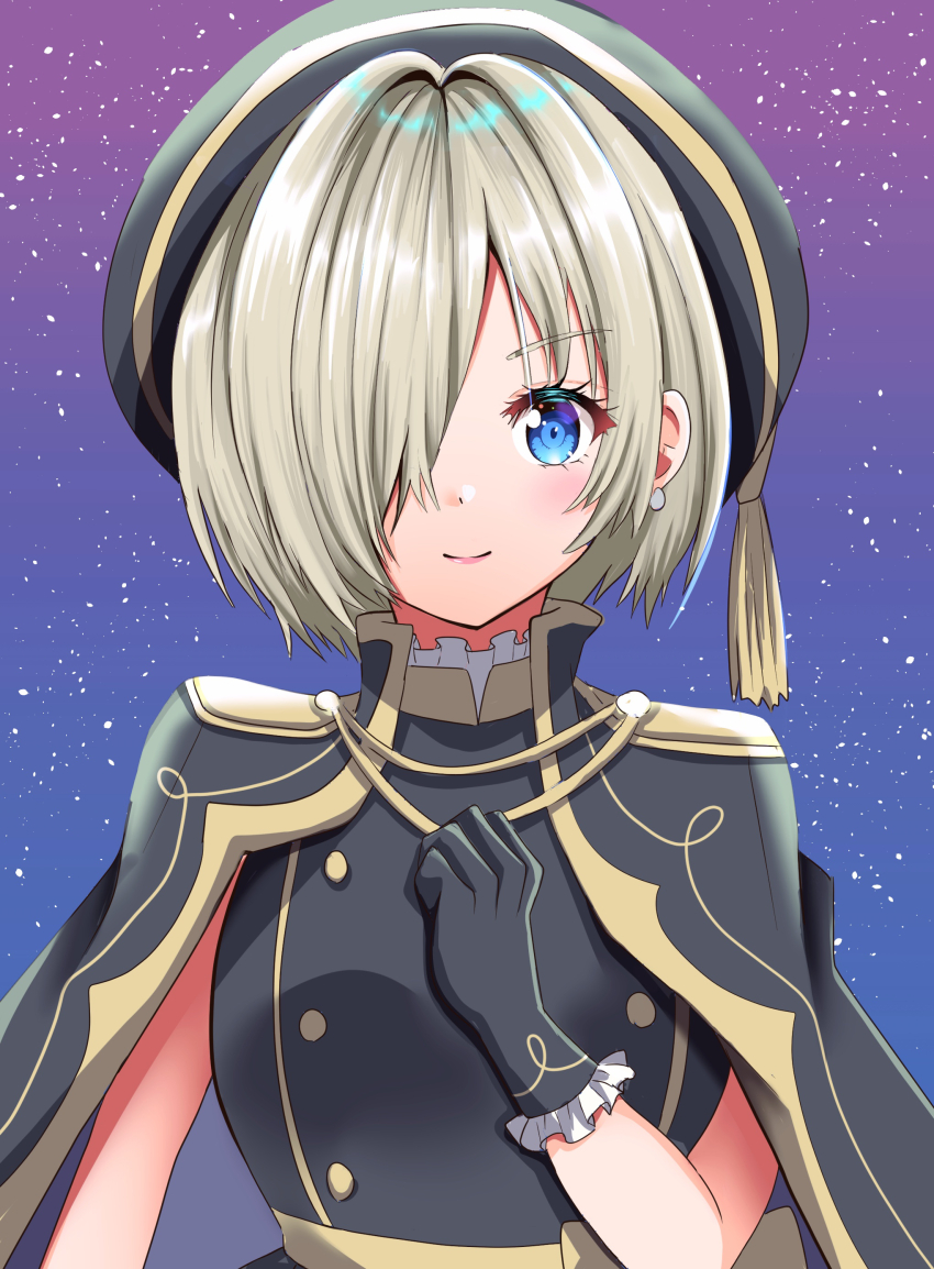 1girl black_gloves gloves hair_over_one_eye looking_at_viewer love_live! love_live!_nijigasaki_high_school_idol_club maymaru mia_taylor short_hair smile solo