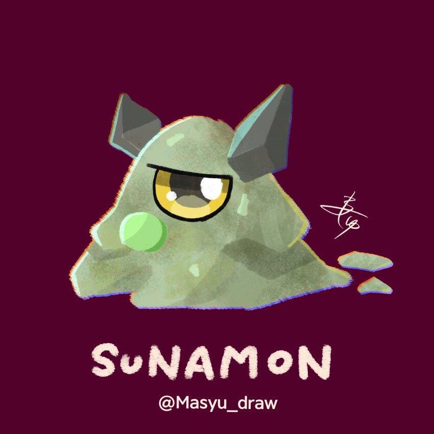 digimon digimon_(creature) highres looking_at_viewer one-eyed pacifier sand simple_background solo sunamon