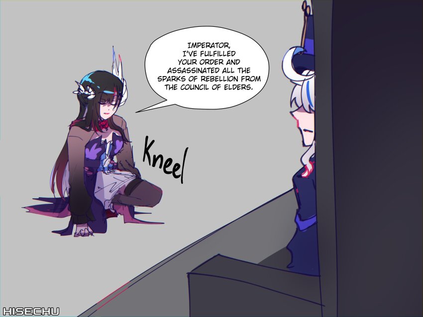 2girls absurdres asymmetrical_gloves black_shrug blue_dress colored_inner_hair dress earclip earrings furina_(genshin_impact) genshin_impact gloves head_ornament highres hiseki_(hisechu) honkai:_star_rail honkai_(series) hysilens_(honkai:_star_rail) jewelry mihoyo mismatched_gloves multicolored_hair multiple_girls pearl_earrings red_gloves see-through_body shrug_(clothing) streaked_hair underwater