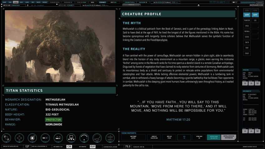 absurdres building character_profile city concept_art conspiracy destruction forest giant giant_monster godzilla:_king_of_the_monsters godzilla_(series) highres horns kaiju lake legendary_pictures methuselah_(monsterverse) monarch_(monsterverse) monster monsterverse nature no_humans official_art plant pond promotional_art rock science shell smoke sunlight text_focus toho tree viral_marketing water waterfall