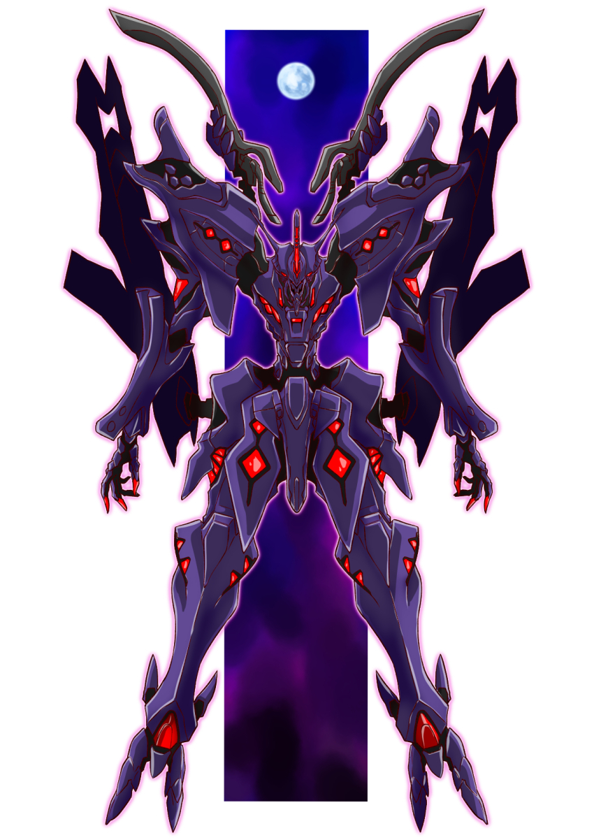 highres mecha mecha_focus moon muv-luv muv-luv_alternative night night_sky no_humans robot science_fiction sky standing sword tactical_surface_fighter taiga_hiroyuki type_00_takemikazuchi weapon