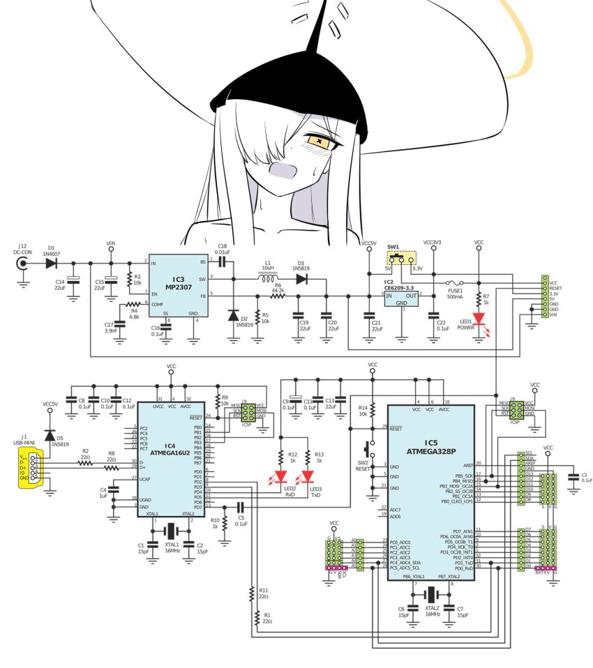 1girl blue_archive blush circuit_diagram collarbone colored_skin cropped_shoulders halo hat highres large_hat long_hair malkuth_(blue_archive) open_mouth simple_background solo sweatdrop symbol-shaped_pupils threeboon white_background white_hair white_hat white_skin x-shaped_pupils yellow_eyes yellow_halo