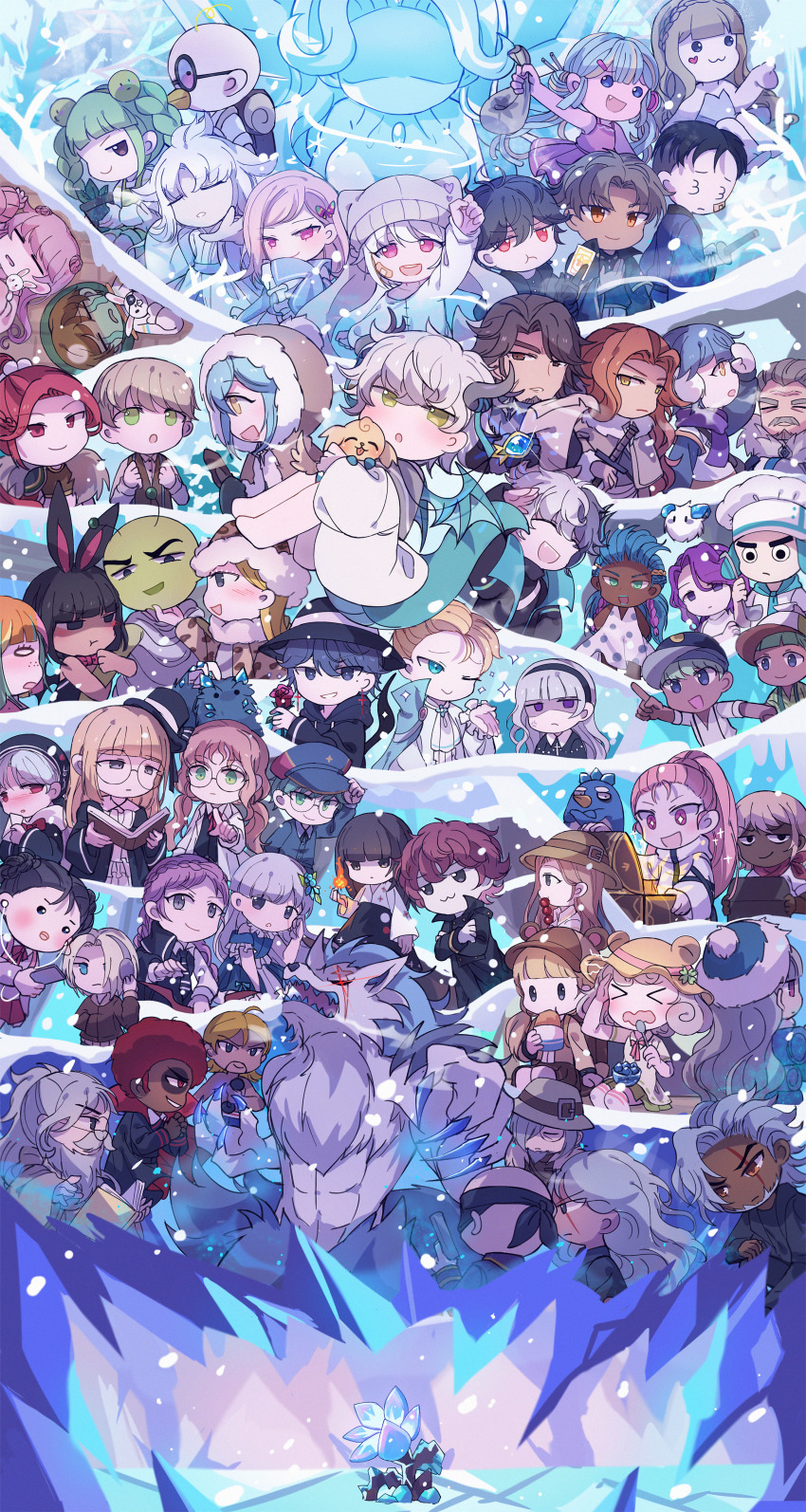 6+boys 6+girls absurdres animal_ears bandaid bandaid_on_cheek bandaid_on_face beard black_hair blonde_hair blue_eyes blue_hair book bow bowtie braid character_request colored_skin commentary_request crossed_arms earbuds earphones facial_hair flower food freckles glasses gloves green_eyes green_hair green_skin grey_hair hair_ornament hair_over_one_eye hairclip hat highres holding holding_book horns maplestory multiple_boys multiple_girls mustache one_eye_closed open_mouth orange_eyes orange_hair pink_eyes pink_hair purple_eyes purple_hair rabbit_ears red_eyes red_hair scar scar_across_eye scar_on_face shixiexiaomo smile sword treasure_chest twintails weapon white_hair wings